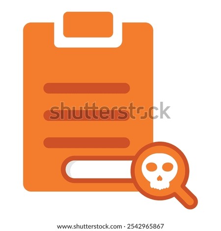 task clipboard with search and skull icon isolated on white background