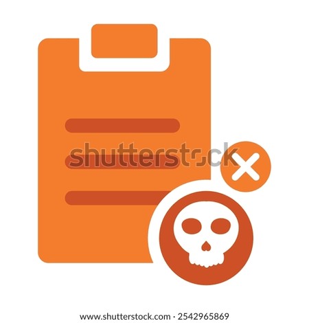 task clipboard with skull icon isolated on white background