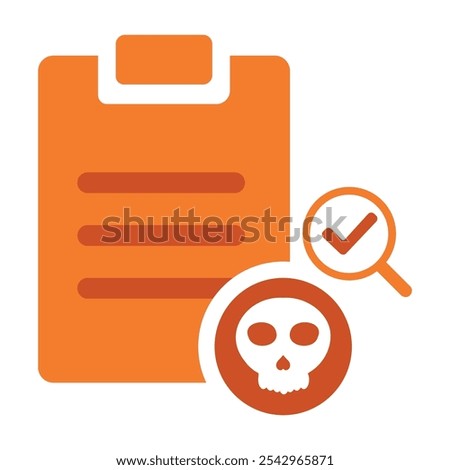 task clipboard with search and skull icon isolated on white background