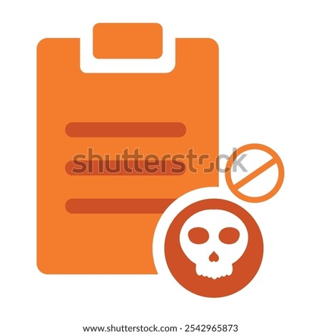 task clipboard with skull icon isolated on white background