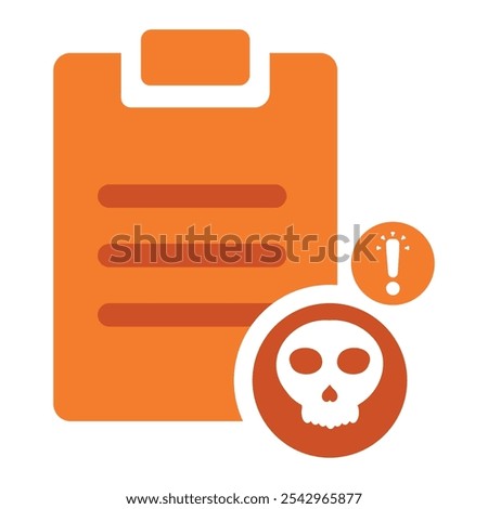 task clipboard with skull icon isolated on white background