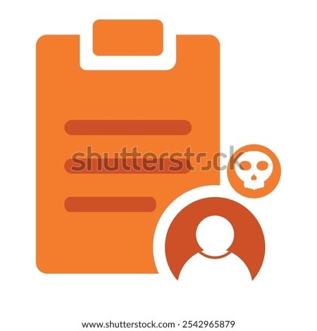 task clipboard with user and skull icon isolated on white background