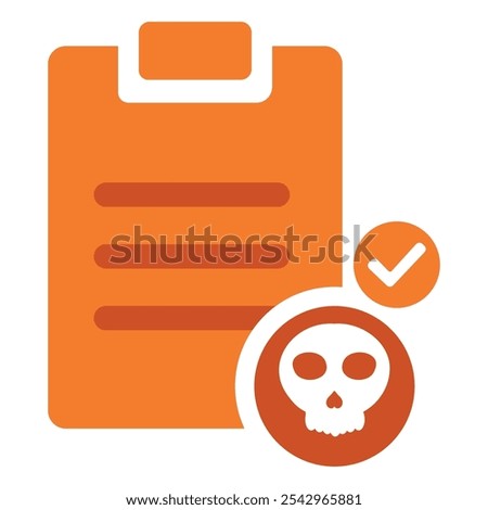 task clipboard with skull icon isolated on white background