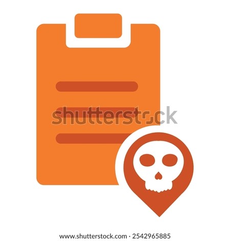 task clipboard with skull icon isolated on white background