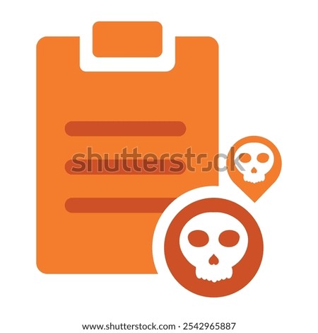 task clipboard with skull icon isolated on white background