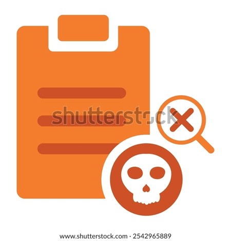 task clipboard with search and skull icon isolated on white background