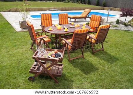 The Garden furniture by the pool