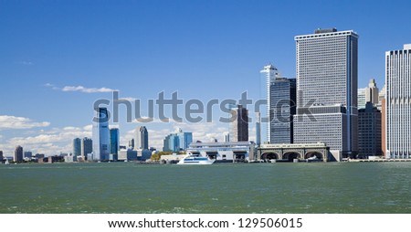 The New York City and New Jersey skyline at the afternoon