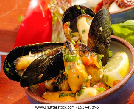 Mexican style spicy mussels
