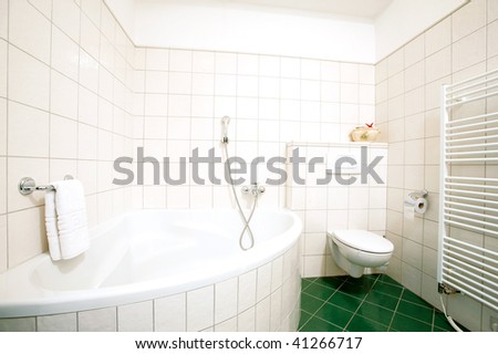The luxury bathroom with the towel
