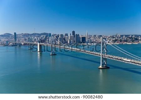 San Francisco Panorama with Bay bridge aerial view
