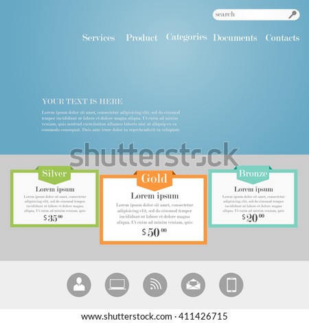 Web site design template with banners and icons. Template for product marketing