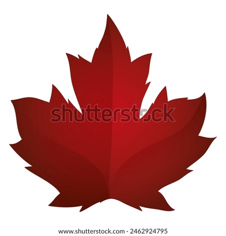 Maple leaf silhouette in red color and gradient effect on white background.