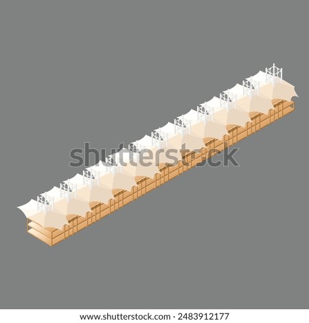 Isometric 3d view of Bahrain international circuit grandstand vector illustration.