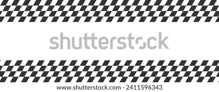 Race flags or checkerboard background. Chess game or rally sport car competition wallpaper. Tilted black and white squares pattern. Banner with checkered texture. Vector flat illustration