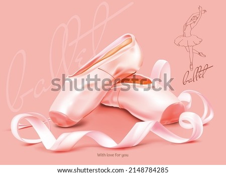 Similar – Image, Stock Photo Ballet shoes with ribbons on a white tutu in a dance studio