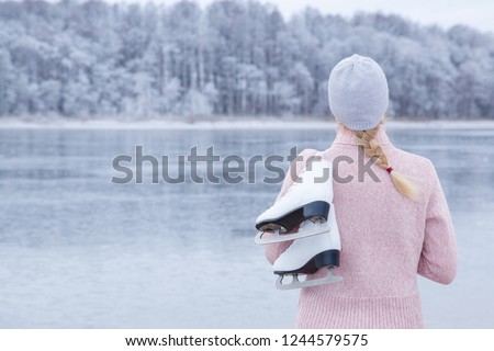 Similar – Image, Stock Photo Sportswoman looking lake from pier