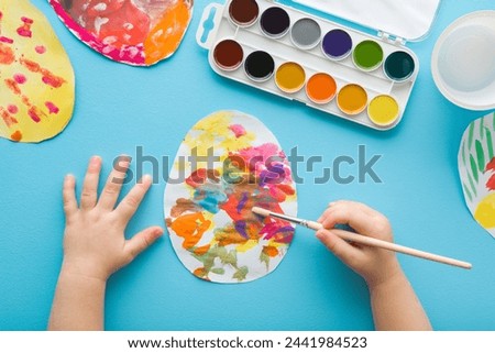 Similar – Image, Stock Photo Child painting shapes in the snow in giant format
