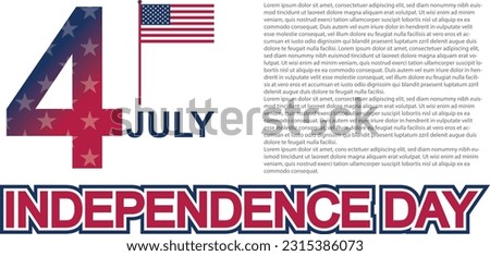 US Independence Day Abstract text added isolated image