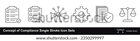 Concept of Compliance security, specification, policy, standard or law vector single stroke icon