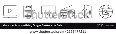 The mass media icon is known for their influence across radio, television, newspapers, social media, the internet, and video streaming platforms Single Stroke Icon Sets