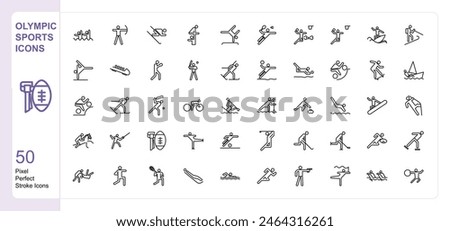 Olympic games icon 50 set single stroke vector collection expandable and color changeable pixel perfect arrow set