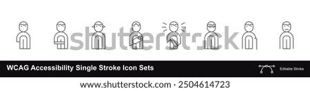 WCAG Accessibility Single Stroke Icon Sets with men and women profile