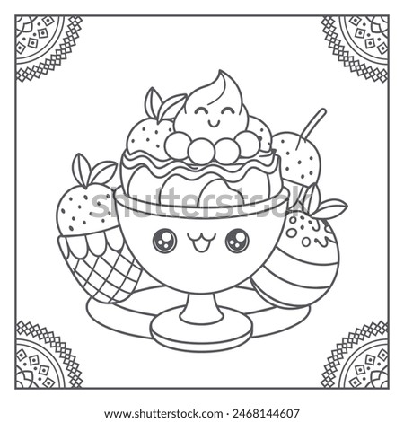 Cute Dessert Coloring page Illustration