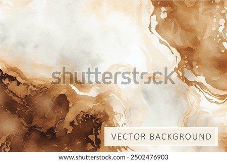 Coffee brown watercolor vector background. Abstract watercolour pattern with spilled coffee effect.