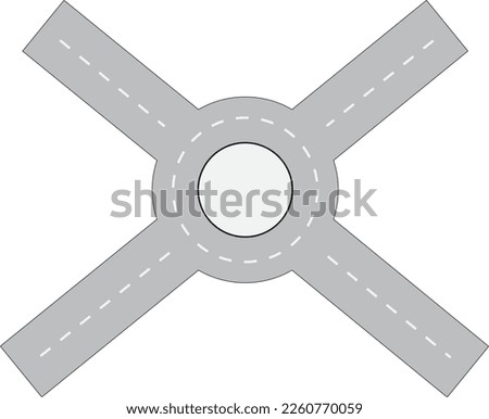 
Intersection, crossroads vector, roundabout road.