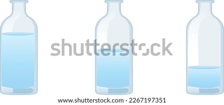 Open-mouthed glass bottles with water in them vector