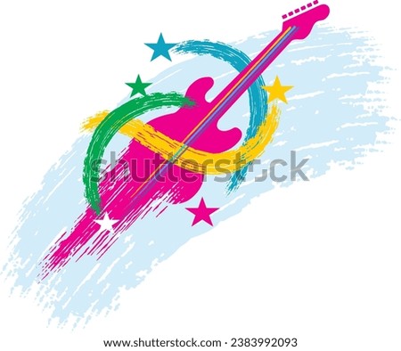 electric rock guitar grunge launch speed trail with grunge sound swirls music festival album band logo poster