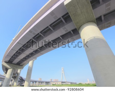 Highway viaduct in modern city