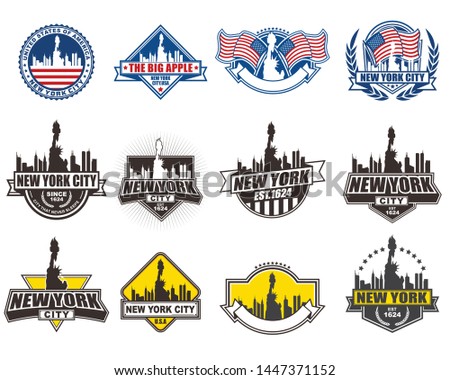 Vector logo, badge, symbol, icon template design collection set with New York theme