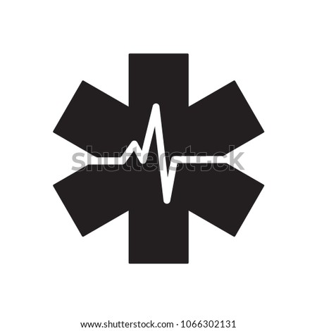 Medical Emergency Care glyph icon. Urban infrastructure vector sign, pictogram, illustration. Isolated on white background.