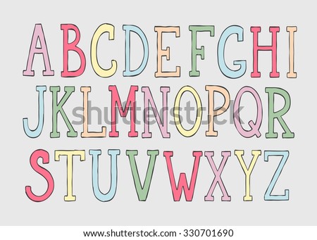Doodle Colorful Alphabet Vector Simple Hand Drawn Letters Thin Stroked Decorative Doodle Colorful Alphabet Vector Simple Hand Drawn Letters Thin Stroked Decorative