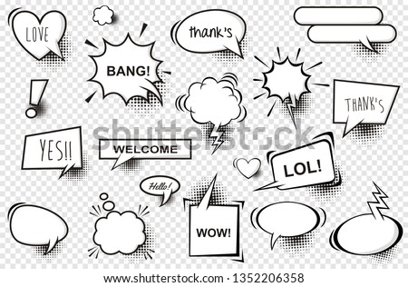 Set of comic speech bubbles. Vector Illustration and graphic elements