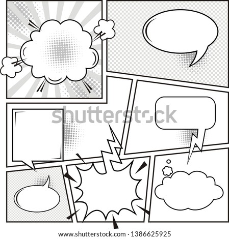 Comic Speech Bubbles on a comic strip background, vector illustration