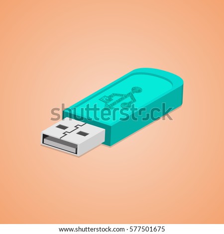 3D USB Flash Drive. Abstract flash drive. Vector illustration.