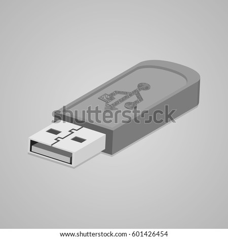 3D USB Flash Drive. Abstract flash drive. Vector illustration.