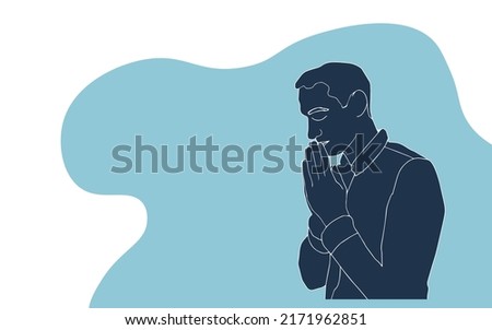 Vector illustration of a man praying under the light