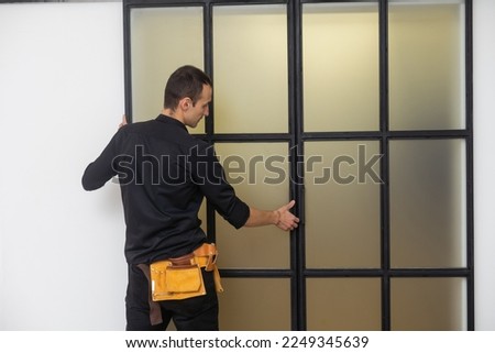 Similar – Image, Stock Photo Repaired glass door