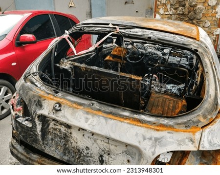 Similar – Image, Stock Photo burnt out car in the streets of berlin