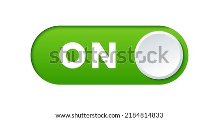 Slider toggle switch on button realistic 3d green color for mobile interface or web vector illustration