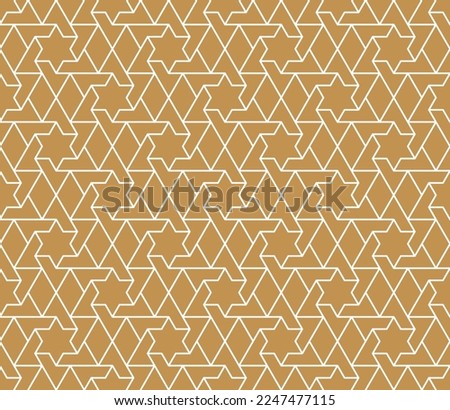 Seamless pattern with swirled geometric line Israeli star vector illustration