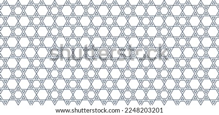 Linear seamless pattern with grid of Jewish stars vector illustration