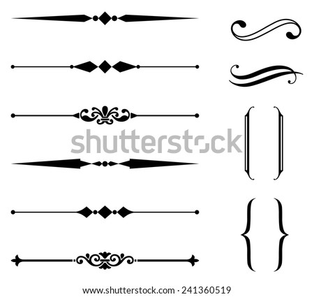 Rule Line and Ornament Set - Set of rule line and ornament design elements.  Each element is grouped separately for easy editing