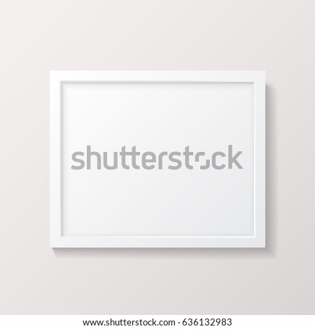 Realistic Empty White Picture Frame Mockup - Realistic empty white 8x10 picture frame in landscape format. Isolated on a neutral off-white background. EPS10 file with transparency.
