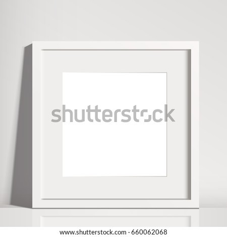 Realistic White Square Matted Picture Frame Mockup  - Realistic empty white square picture frame with mat, isolated on a neutral off-white background. EPS10 file with transparency.

