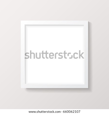 Realistic Empty White Square Picture Frame Mockup - Realistic empty white square picture frame with mat, isolated on a neutral off-white background. EPS10 file with transparency.
